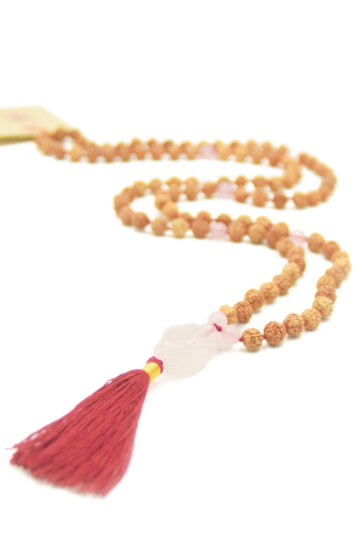 Pure Heart mala necklace of Rudraksha mala beads and Aventurine