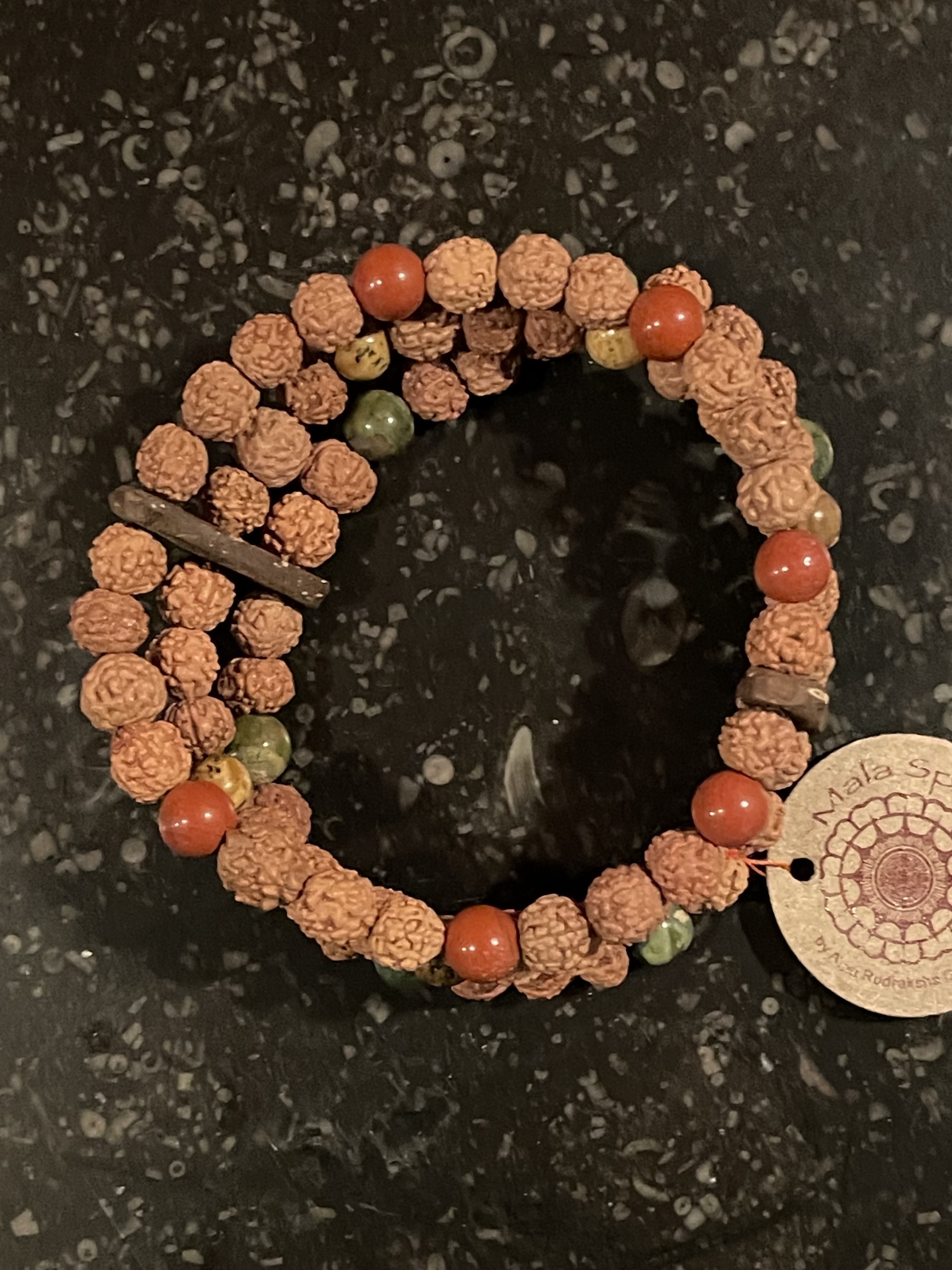 Rudra mala bracelet of Rudraksha mala beads and Mix tassel