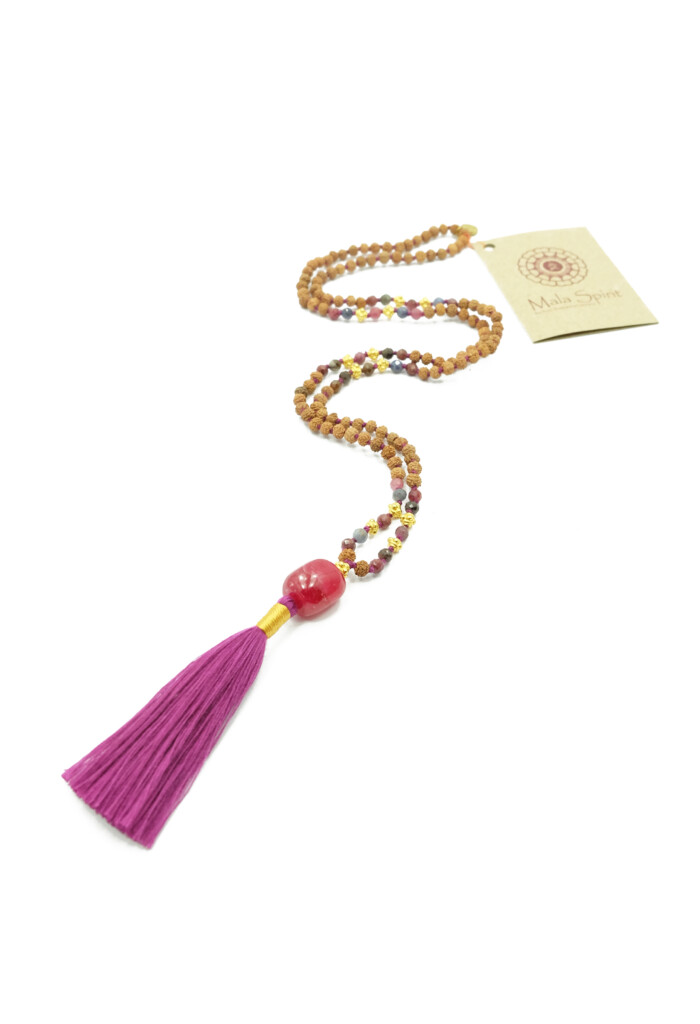 Ruby saphire mala with Rudraksha beads