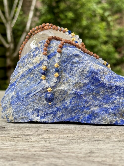Lapis Lazuli Crystal Quartz mala